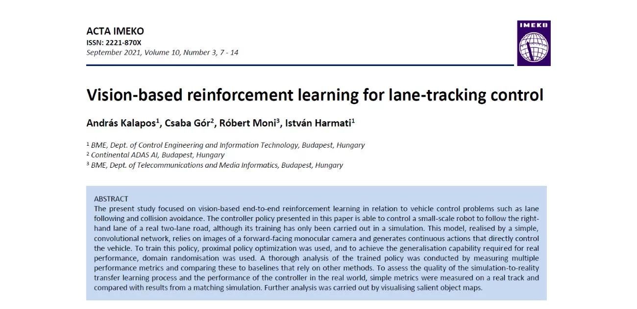 Vision-based reinforcement learning for lane-tracking control